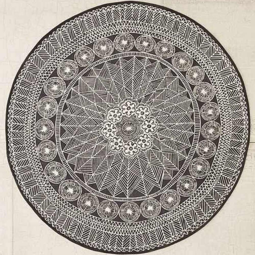 5’ Round Boho Canvas Rug